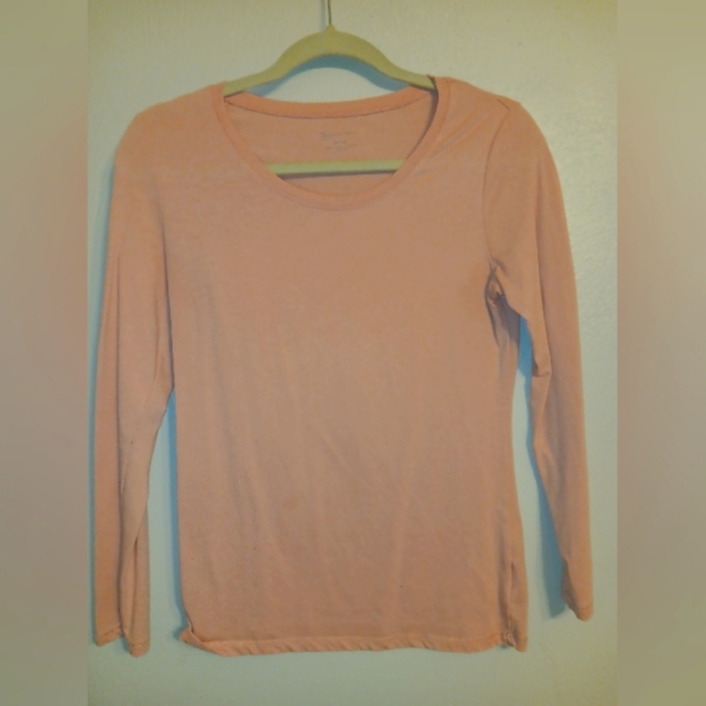 No Boundaries womens top scoop neck long sleeve pink